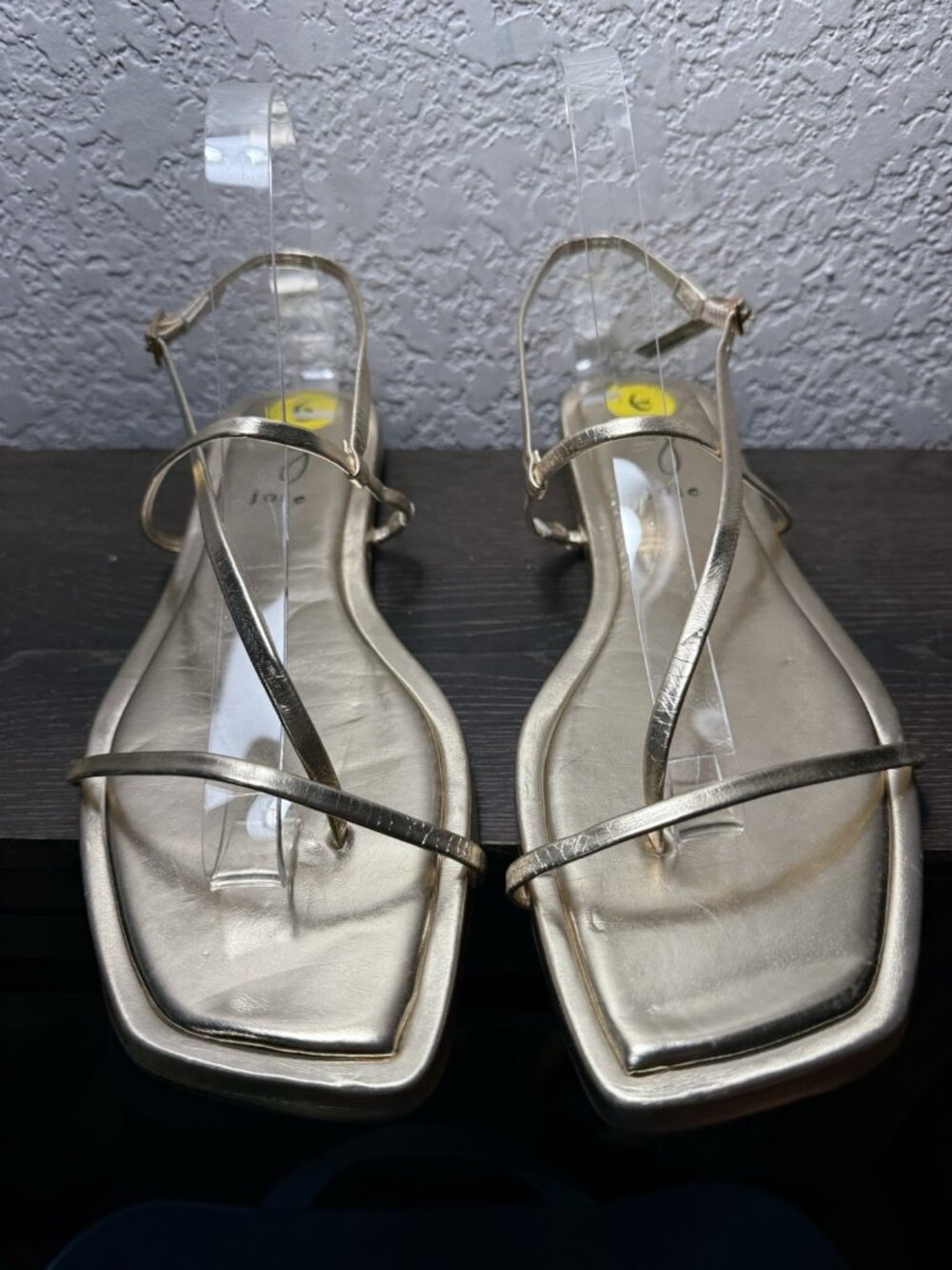 Joie Flat Glory Sandals Women 9m Gold Metallic Leather Strappy NEW Square Toe - Picture 5 of 11